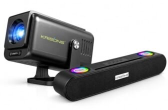 Krisons-Zytel 002 Smart Android Projector with Free 20 Watts SoundBar, WiFi 6 & 5.4 Bluetooth| Full HD Supprot |Upto 200″ Screen|Auto Focus/Keystone |Built in Apps/MIRRORING| Home Theatre Bundle