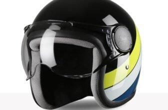 TVS Cruisetown Open Face Helmet | Half Face Helmet for Riders | ISI & DOT Certified | Premium Protection for Men & Women | Comfortable, Durable & Lightweight Design with Visor (Black & Lime/M)