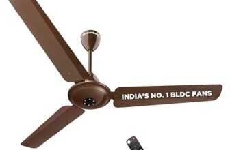atomberg Efficio Alpha 1200mm BLDC Ceiling Fan with Remote Control | BEE 5 star Rated Energy Efficient Ceiling Fan | High Air Delivery with LED Indicators | 2 Year Warranty (Gloss Brown)