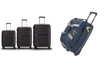 Aristocrat Liberty 8 Wheel Set of 3 Large Size (Check-in), Medium Size (Check-in) & Cabin (Small + Cadet Polyester 52 cms Blue Travel Duffle (Cadet)