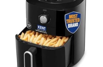 KENT New Ultra Air Fryer 4L 1300 W | 80% Less Oil | Instant Electric Air Fryer | Auto Cut Off | Fry, Grill, Roast, Steam, and Bake | Rapid Heating | 1 Year Warranty | Black
