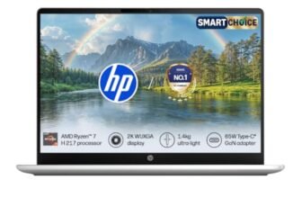 HP OmniBook 3 Smartchoice● AMD Ryzen 7 H 217● 16GB LPDDR5x● 512GB SSD● 2K WUXGA●14”/35.6cm● 300nits● Win11● Office24● Silver● 1.4kg● hw0043AU● Lighter mini GaN Charger● AI Enabled Laptop