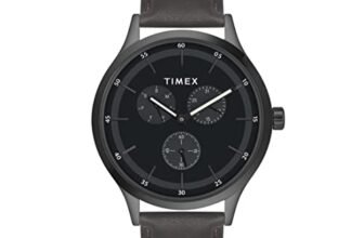 TIMEX Analog Watch for man with Black Round Dial & Brown Leather Strap Band Water Resistant Men’s Wrist Watches – TWHG03SMU13