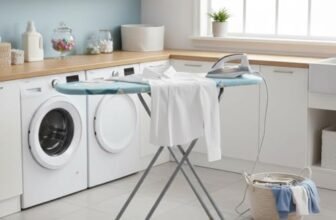 FLIPZON Premium Wooden 13″ Unique Ironing Board with Heatproof Iron Holder | Foldable & Height Adjustable, Sturdy Frame | Compact & Space Saving Design (115 x 37 cm) (Pale Sky Blue)