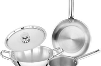 Prestige TRIPLY 4 Pc Cookware Set | TRIPLY Splendid | Fry Pan 22cm/1.2L | Kadai 22cm/2.1L | Saucepan 14cm/1L | SS Lid 24cm | Gas & Induction Compatible | Even Heat Distribution | 15Y Warranty | ISI