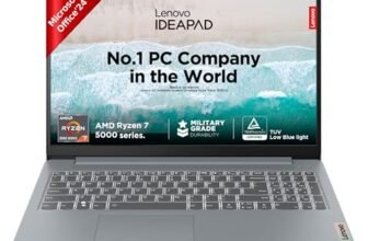 Lenovo IdeaPad Slim 3 Ryzen 7 5825U 15.6″ (39.6cm) FHD Thin and Light Laptop (16GB RAM/512GB SSD/Integrated AMD Radeon Graphics/Windows 11/ Office 2024/Grey/1.6Kg), 82XM01CBIN