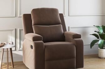 Amazon Brand – Solimo Emerald | Single Seater Sofa Recliner | Manual Recliner (Velvet_Brown)
