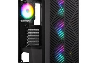 Geonix Hercules Rome Gaming Cabinet, 4 ARGB Fans, Mid Tower PC case, Black | Computer Case, Tempered Glass Side Panel, ATX/Micro-ATX/Mini-ITX Support, USB3.0/2.0 Ports, 300mm GPU Clearance, High Airflow