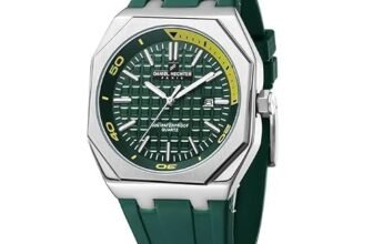 Daniel Hechter Paris Monceau Collection Analoge Watch for Men with Textured Octagone Dial and Silicon Strap-DHM1008 (Green)