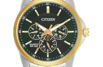 Citizen Stainless Steel Analog Quartz Multifuction Men’s Black Dial Watch – AG8348-56X, Band Color-Two-Tone