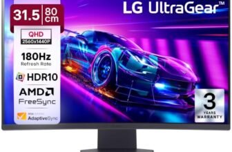 LG 32GS60QC 80cm (32 Inch) Ultragear Curved (1000R) QHD (2560×1440) Gaming Monitor, 180Hz, 1ms, 3-Side Virtually Borderless, Anti-Glare, DP, HDMI X 2, HP Out, AMD FreeSync™, Tilt Adjustment (Black)