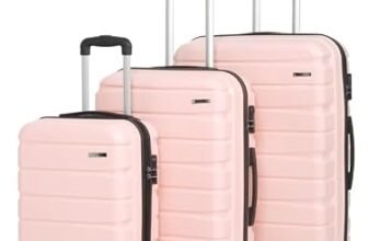Teakwood Small-Medium-Large 8 Wheels Trolley Bag, Hard Cabin with Zipper Closure, Adjustable Push Button & Cross Side Strap, TSA Lock System 360 Degree (Set of 3, Rose)