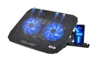 EVM EnLap Cool 2.0 Laptop Cooling Pad with Dual 125mm Fans, Blue LED, Adjustable Mobile Holder & Dual USB Port | Ultra Quiet | 1-Year Warranty (EVM-LCR-03)