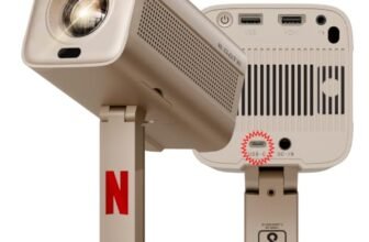 E GATE Atom 7X, C-Type USB, Fully Automatic Projector 4k Ultra HD | Brightest 700 ISO | Native 1080p | Android 12, Netflix, Prime, LiveTV (100+ Free Channels) | USB-HDMI ARC+CEC | HDR+HLG+WiFi6, Egate