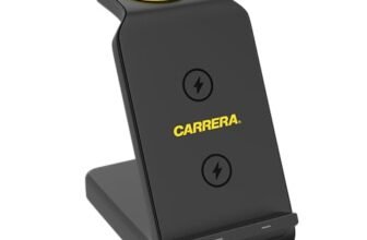Carrera 22.5W Magnetic 3 in 1 Wireless Charger Stand CWC-234, 15W Fast Charging for Phone, 5W for Earbud, 2.5W for Watch, Type C Cable Included, Multi-Device Compatible