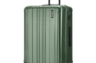 HRX Force Large Size Dark Green Polycarbonate Hard Shell Suitcase – Premium Travel Trolley Bag with 8 Spinner Wheels, Number Lock & Water Resistant Body