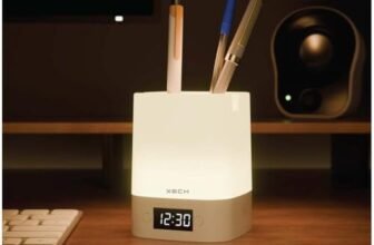 Xech Digital Clock with Pen Stand, Ambient Night Light & Mobile Holder | 3-Colour Ambient Light, Touch Control | Rechargeable Night Lamp for Office, Study & Bedside (Nova Digital)