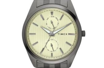 TIMEX Analog Watch for Man with Champagne Round Dial & Gunmetal Stainless Steel Bracelet Band Water Resistant Men’s Wrist Watches – TWTG10424