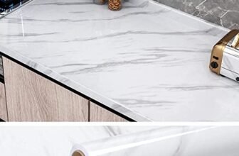 KASHIVAL Marble Peel and Stick Wallpaper – White & Grey Glossy Marble for Countertop, Kitchen Cabinets, Bathroom (30X60cm)