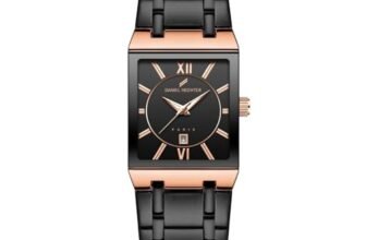 Daniel Hechter Paris Gallieni Collection Vintage Analog Watch for Men – Rectangular Dial with Roman Numerals, Date Display and Brushed Stainless Steel Strap
