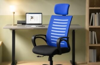 CELLBELL Desire C104 Mesh High Back Ergonomic Office Chair – Adjustable Seat Height, Sturdy Metal Base, Revolving Study & Computer Chair for Work from Home, Blue