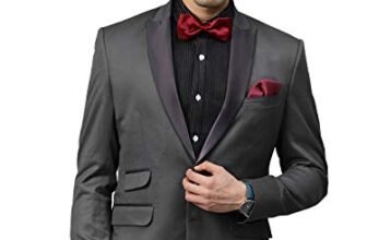 MANQ Men’s Slim Fit Bandhgala Blazer, Self Design, Fawn, Mandarin Collar, Single Breasted Ethnic Jacket for Wedding, Party & Formal Wear Grey -40