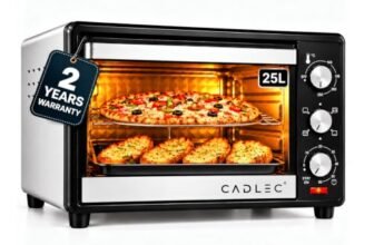 CADLEC MultiChef Multi-Function OTG for Kitchen, 25 Litre, 1300W, Oven Toaster Griller, Adjustable Temperature & Timer, Bake, Grill & Toast, Oven for Baking – Silver