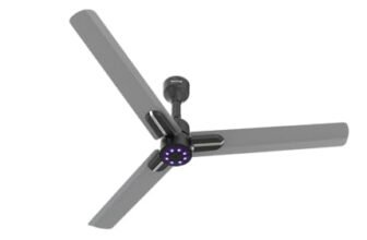 Polycab Wizzy Neo LED 1200mm BLDC Ceiling Fan with remote |BEE 5 Star Rated, Higher Air Delivery|LED Indicator,Sleep and Breeze Mode |3 Years Warranty【Classic Grey Chrome】