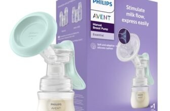 Philips Avent Essential Manual Breast pump SCF417/11 | Easy Silicone massage cushion & Ergonomic handle, Soft & Gentle, BPA Free (Manual Breast Pump)