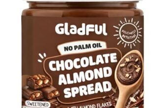 Gladful Chocolate Almond Spread | 300g | No Palm Oil | No Refined Sugar | With Roasted Salted Almond Flakes | Clean Ingredients | Healthy Chocolatey Spread
