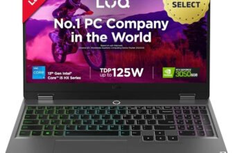 Lenovo LOQ Intel Core i5 13th Gen 13450HX – (16 GB/512 GB SSD/Windows 11 Home/6 GB Graphics/NVIDIA GeForce RTX 3050/144 Hz/95 W) LOQ 15IRX9D2 / 15IRX9 Gaming Laptop(15.6 Inch, Luna Grey, 2.38 kg, With MS Office)