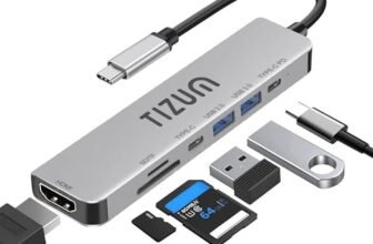 Tizum 7-in-1 USB C HUB with 4K HDMI, 100W PD Charging, USB C & USB 3.0 5Gbps, USB 2.0, SD/TF Card Reader, Type C Multiport Adapter for MacBook Laptop, Tablet, Type C Dock Plug & Play, Aluminium Shell