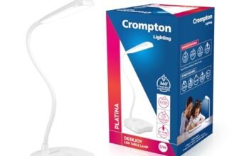 Crompton DeskJoy 5W USB-C LED Table Lamp | Touch Dimming, Pack of 1 | USB-C rechargeable; 1800mAh Li-ion battery; up to 10 hours backup; 360° flexible neck; 3-step touch dimming; 1-year warranty