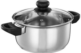 Amazon Brand – Solimo Stainless Steel Induction Bottom Dutch Oven with Glass Lid (20cm, 3 litres)