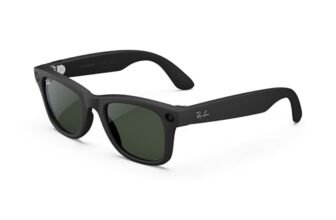 Meta Ray-Ban (Gen 1), Wayfarer, Matte Black | Smart AI Glasses for Men, Women. 12 MP Ultra-Wide Camera, Open-Ear Speakers for Audio, Video Recording & Bluetooth. Transitions® Graphite Green Lenses.