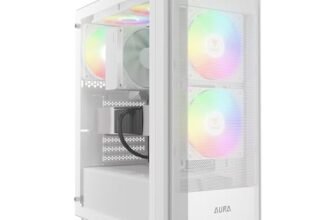 GAMDIAS Aura GC6 White FINE MESH RGB MID-Tower CASE/Gaming Cabinet | 3 Built-in 120mm ARGB Fans,Supports Mini-ITX, Micro-ATX, and ATX,AIO Support Front:360mm / Rear:120mm