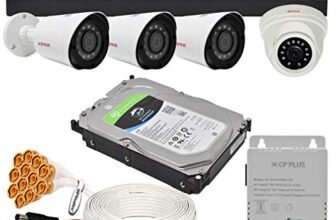 CP Plus 2.4 Megapixel, H.265+, 4 Camera Combo Kit with 4Ch DVR, 1 Dome 3 Bullet Cameras, 1TB HDD, Power Supply, 90Mtr Cable, Audio Mic and Connectors Wired Full HD CCTV Security Camera Set