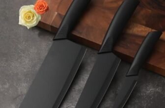 Codoule 3 Piece Black Kitchen Knife Set, Stainless Steel Chef Knife, Multipurpose Vegetable Knife, Fruit Cutting Knife, Kitchen Knife Set with Ergonomic Black Handles