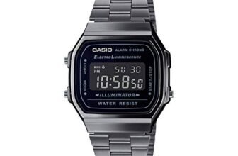 Casio Vintage A168WGG-1BDF Digital Black Dial Unisex Watch Grey Metal Strap (D182)
