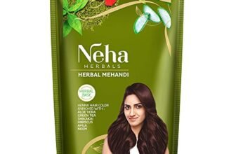 Neha Herbal Mehandi, Natural Henna Herbal Base Hair Color, Enriched with 10 Natural Herbs Like Green Tea, Aloe Vera, Habiscus, Amla, Brahmi, Bhringraj, Neem Pack of 4 – (55gm), Burgundy