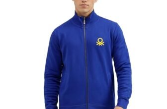 United Colors of Benetton Men’s Cotton High Neck Sweatshirt (3019J7110I_904__EL_BLUE_2XL)