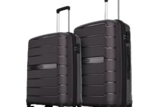 Aristocrat Liberty Set of 2 (Cabin+Medium) Trolley Bags, Saddle Brown | 8-Wheels, Polypropylene Case, Spacious, Combination Lock, Sturdy Zipper, Lightweight Travel Luggage, 3-Year Global Warranty