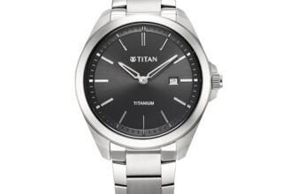 Titan Titanium Quartz Analog Black Dial Titanium Strap Watch for Men-90177TM03