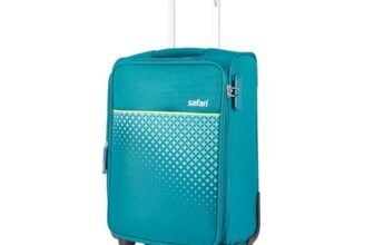 Safari Prisma Neo 57Cm Small Cabin Trolley Bag Polyester Expandable Soft Luggage, 4 Wheels 360 Degree Wheeling Carry-On Travel Bag, Suitcase for Travel, Trolley Bags for Travel, Teal