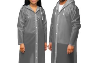 Allextreme EVA Waterproof Unisex Rain Coat Hooded Full Sleeves Outdoor Men, Women, Boys & Girls Rainwear Poncho Raincoat for Camping, Hiking & Travelling (Universal Size,1 Pc Grey)