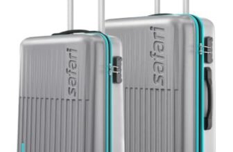 Safari Astra Neo 8 Wheels Set of 2 (Cabin + Medium) Trolley Bags, Hard Case Polycarbonate, 360 Degree Wheeling Luggage for Men & Women, Travel Bag Suitcase for Travel, Silver