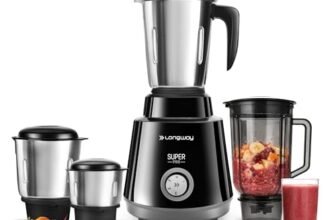 Longway Super Pro Juicer Mixer Grinder | Up to 750W Max Output Powerful Motor | 4 Jars for Grinding, Mixing, Juicing | 2 Years Warranty (Black & Gray)