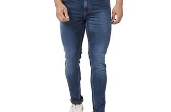Spykar Men Dark Blue Cotton Stretch Slim Fit Narrow Length Clean Look Low Rise Jeans (Skinny)