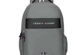 Tommy Hilfiger Joshua Polyester Unisex 15 Inch Laptop Backpack – Light Grey | 21 Ltr Capacity|Padded & Adjustable Strap| Water Resistant | 3 Compartment | Water Bottle Holder | USB Cable Holder Pocket