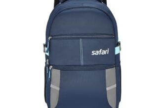 Safari Omega Spacious/Large 5 Compartment Laptop Backpack With Raincover, College Bag, Travel Bag For Unisex, Navy Blue, 30 Litre
